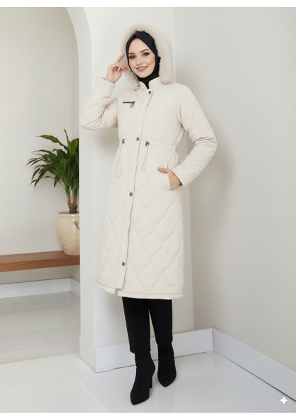 Kadın Beli Bağcıklı Nova Kumaş Mont