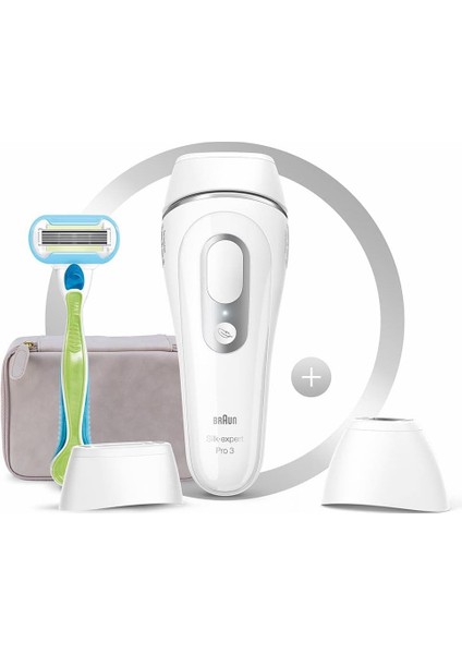 Silk Expert Pro 3 PL3133 300.000 Atımlı, 2 Başlıklı Yeni Nesil Ipl + Seyahat Çantası, Beyaz