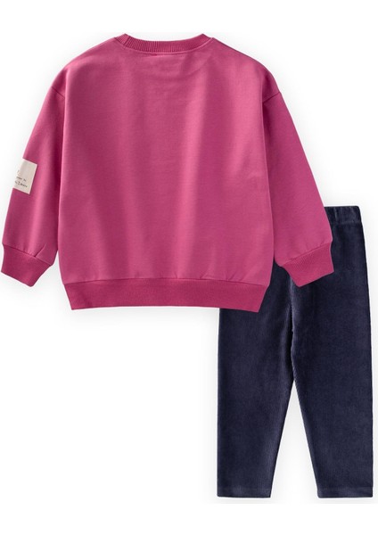 Kadife Taytlı Sweatshirt Takım 2-10 Yaş Fuşya fiyatları
