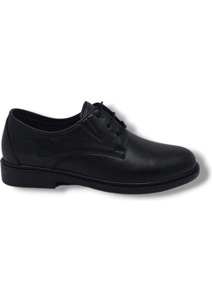Paggi 613 Erkek Siyah Bağcıklı Hakiki Deri Oxford Günlük Kullanım Poli Taban ( Hafif ) Ayakkabı