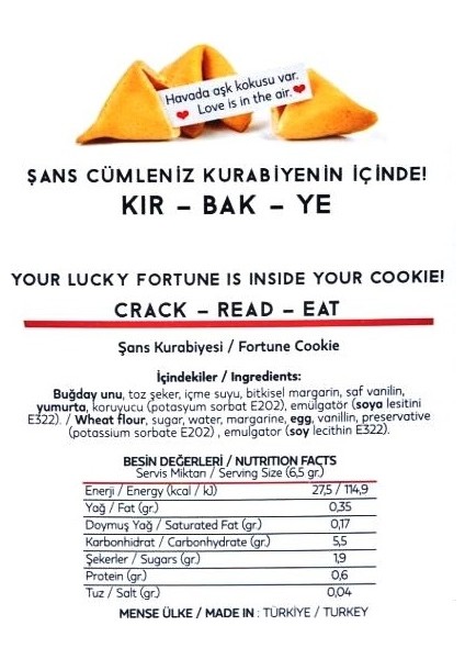 Mutlu Seneler Yılbaşı Hediyesi Şans Kurabiyeleri Konsept Hediye Kutusu (Kutu Içerisinde 5 Adet Şans Kurabiyesi) modelleri