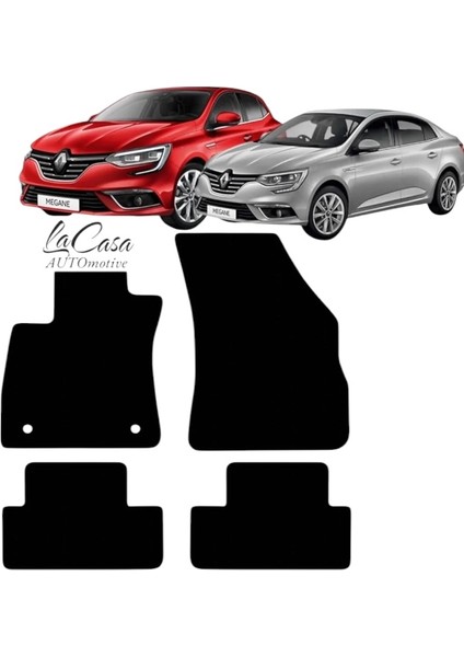 Renault Megane 4 Uyumlu Lacasa Velur Halı Paspas - Özel Üretim Anti-Slip Kaydırmaz Taban