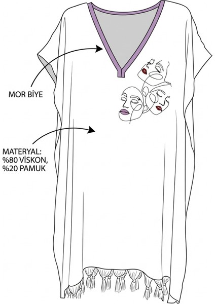 Plaj Elbisesi Viskon Pamuk Biyeli Mask Desen S-M indirimleri