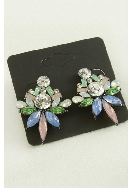 Çiçek Taşlı Model Küpe