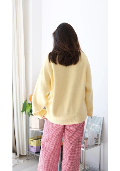 Bisiklet Yaka Günlük Baklava Desen Basic Kadın Kazak fırsatları