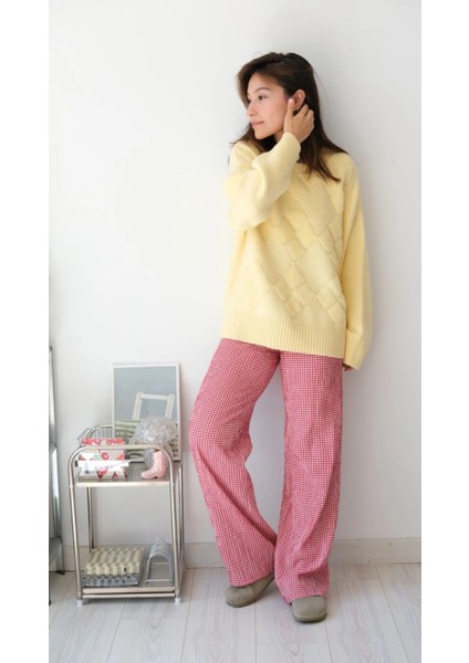 Bisiklet Yaka Günlük Baklava Desen Basic Kadın Kazak indirimleri