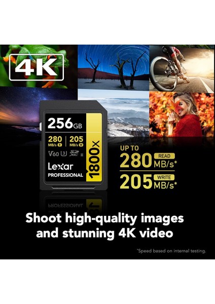 Prof 256GB 1800X Sdxc Uhs-Ii 270MB/S Read 180MB/S Write C10 V60 U3 modelleri