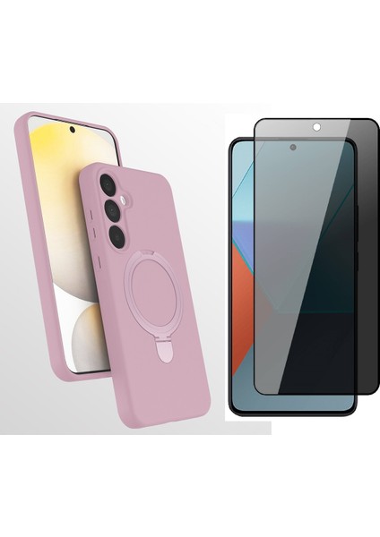 Samsung Galaxy A17 Kılıf M-Safe Şarj Özellikli Standlı Zore Samara Kapak + Privacy Hayalet Ekran Koruyucu