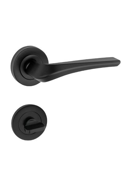 Venüs Kol Yuvarlak Rozetli Siyah Wc Kapı Kolu