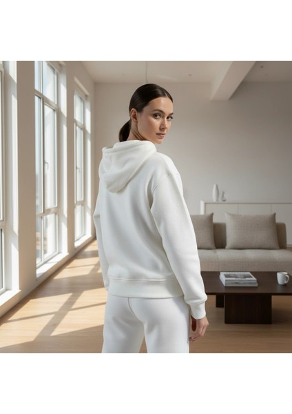 3 Iplik Şardonlu Kapşonlu Hoodie Frm Beyaz P510437 fiyatları