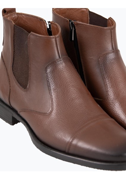 Erkek Bot Chelsea Fermuarlı Hakiki Deri Rahat Eva Taban Kahverengi modelleri