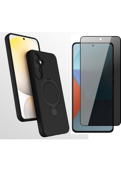 Samsung Galaxy A17 Kılıf M-Safe Şarj Özellikli Standlı Zore Samara Kapak + Privacy Hayalet Ekran Koruyucu