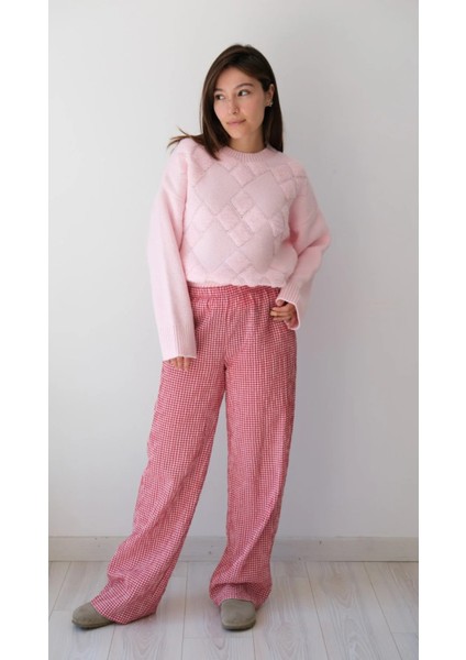 Bisiklet Yaka Günlük Baklava Desen Basic Kadın Kazak fiyatları