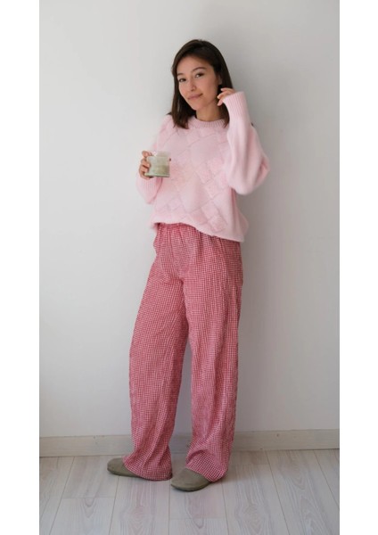 Bisiklet Yaka Günlük Baklava Desen Basic Kadın Kazak fırsatları