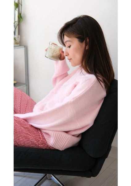 Bisiklet Yaka Günlük Baklava Desen Basic Kadın Kazak indirimleri