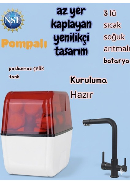 Pompalı 3 Musluklu Su Arıtma Cihazı