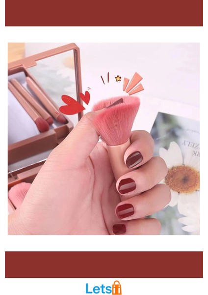 5 Parça Taşınabilir Aynalı Makyaj Fırçası Seti modelleri