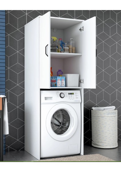 Çamaşır Makinesi Dolabı 2 Kapaklı 2 Raflı Banyo Dolabı modelleri