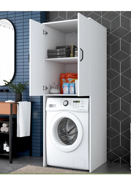 Çamaşır Makinesi Dolabı 2 Kapaklı 2 Raflı Banyo Dolabı fırsatları
