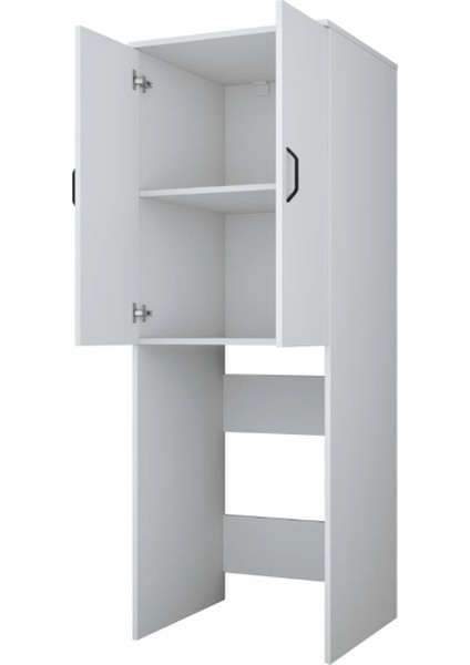 Çamaşır Makinesi Dolabı 2 Kapaklı 2 Raflı Banyo Dolabı