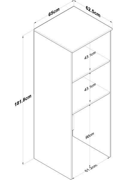 Çamaşır Makinesi Dolabı 2 Kapaklı 2 Raflı Banyo Dolabı