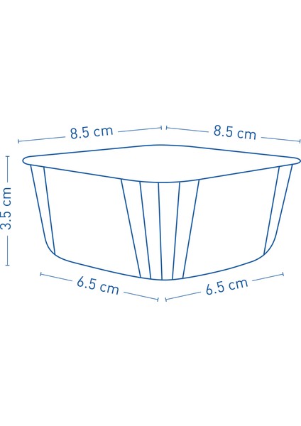 Muffin Kek Kapsülü Kare Pötikare Mavi-Altın 25li