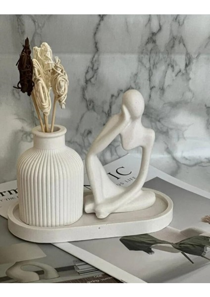 Dekoratif Vazo & Düşünen Insan Figürü 3'lü Set fiyatları