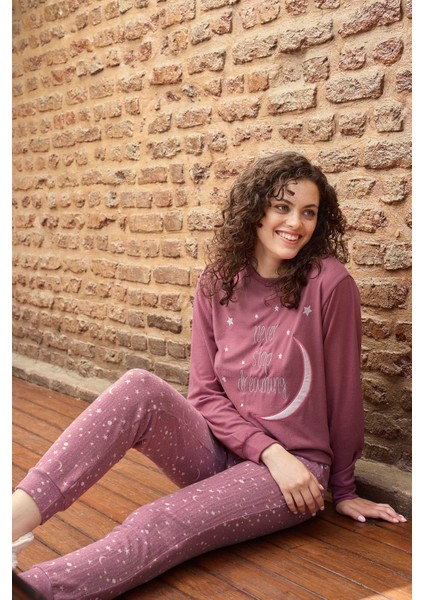 Kadın Termal Uzun Kol Pijama Takımı 30066 Mürdüm modelleri