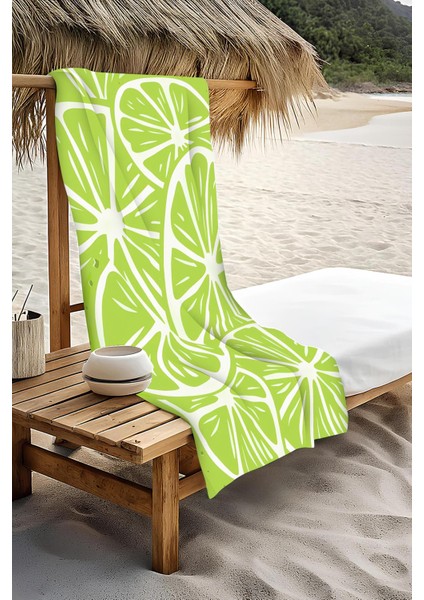 Dijital Baskı Plaj Deniz Havlusu Limon Desenli Peştamal HVL0164 modelleri