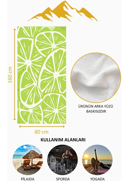 Dijital Baskı Plaj Deniz Havlusu Limon Desenli Peştamal HVL0164 fırsatları