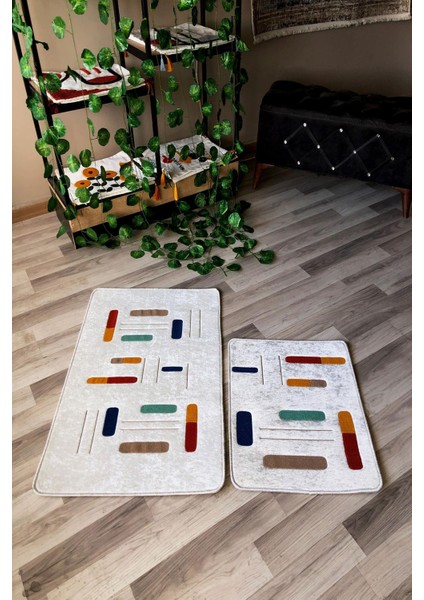 Dijital Baskı Kaymaz Taban Yıkanabilir 2'li Punch Banyo Paspas Takımı PCP004 fiyatları