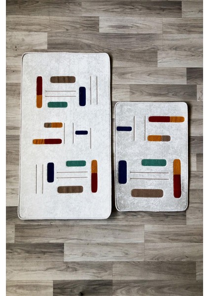 Dijital Baskı Kaymaz Taban Yıkanabilir 2'li Punch Banyo Paspas Takımı PCP004 modelleri