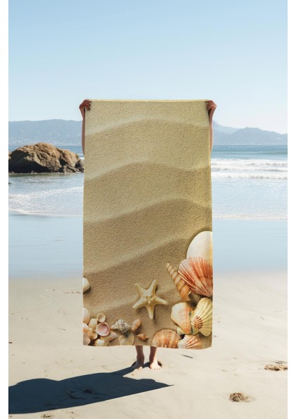 Dijital Baskı Plaj Deniz Havlusu Kumsal Desenli Peştamal HVL0031