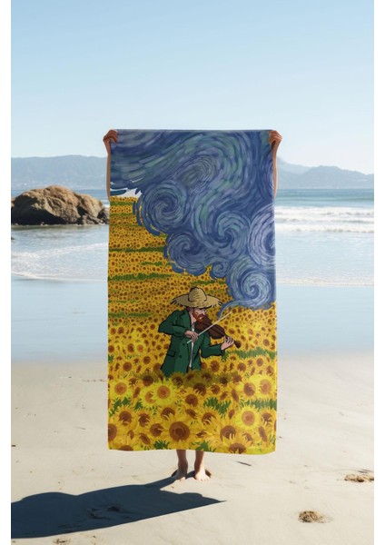 Dijital Baskı Plaj Deniz Havlusu Modern Desenli Peştamal HVL0074