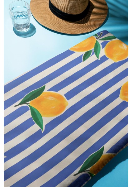 Dijital Baskı Plaj Deniz Havlusu Limon Desenli Peştamal HVL0159 fiyatları