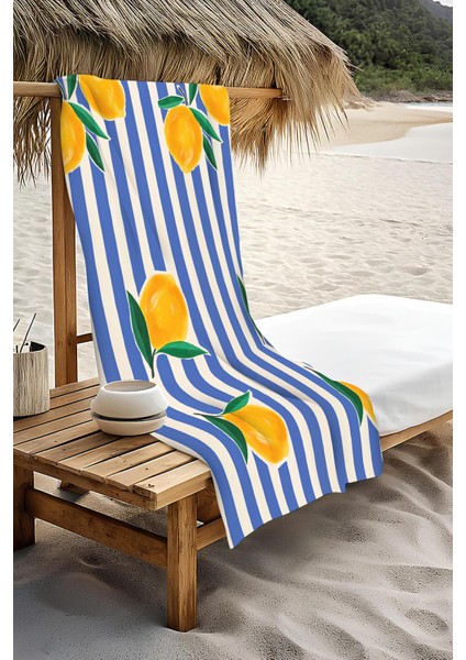 Dijital Baskı Plaj Deniz Havlusu Limon Desenli Peştamal HVL0159 modelleri
