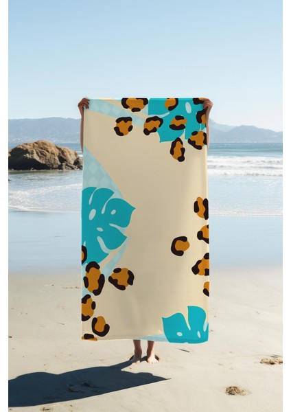 Dijital Baskı Plaj Deniz Havlusu Leopar Desenli Peştamal HVL0189