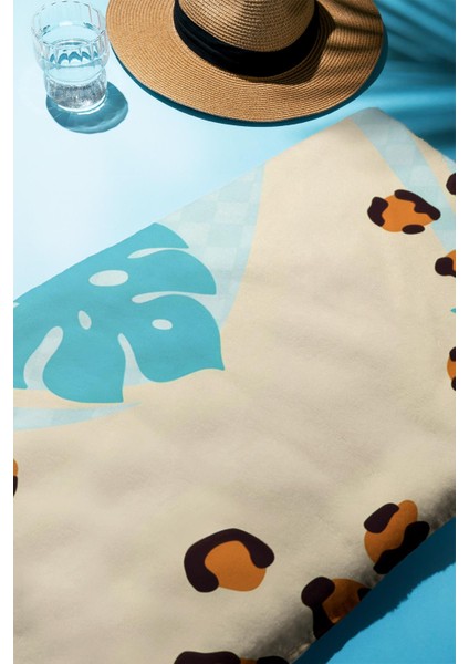 Dijital Baskı Plaj Deniz Havlusu Leopar Desenli Peştamal HVL0189 fiyatları