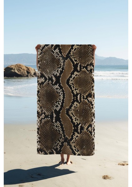Dijital Baskı Plaj Deniz Havlusu Yılan Derisi Desenli Peştamal HVL0191