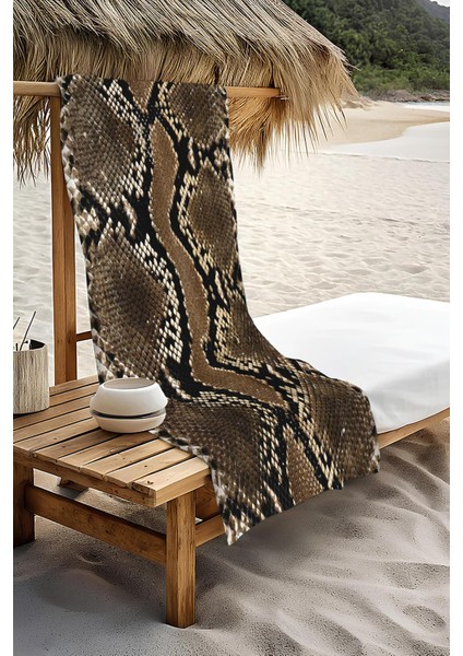 Dijital Baskı Plaj Deniz Havlusu Yılan Derisi Desenli Peştamal HVL0191 modelleri