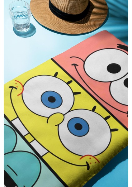 Dijital Baskı Plaj Deniz Havlusu Sünger Bob Desenli Peştamal HVL0203 fiyatları