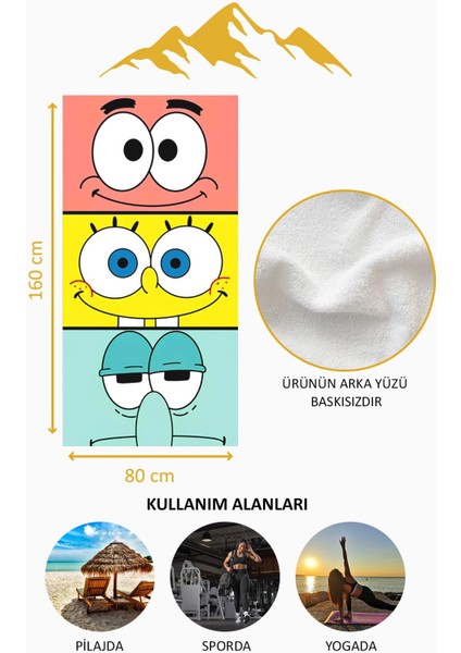 Dijital Baskı Plaj Deniz Havlusu Sünger Bob Desenli Peştamal HVL0203 fırsatları