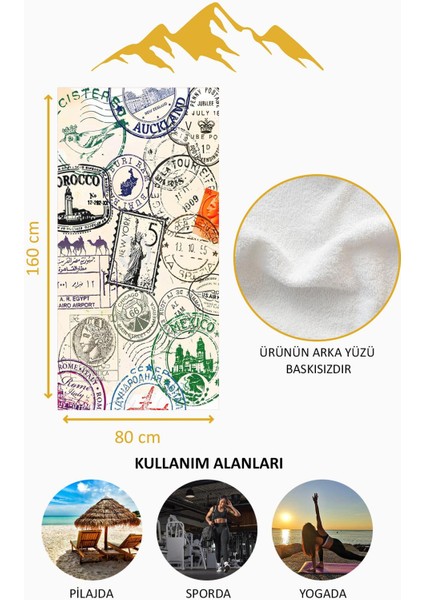 Dijital Baskı Plaj Deniz Havlusu Posta Pulu Desenli Peştamal HVL0228 fırsatları