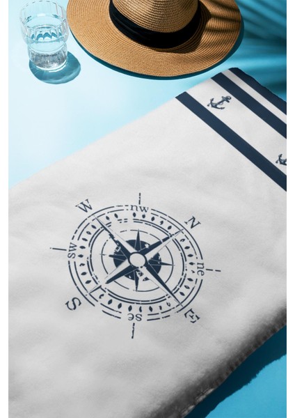 Dijital Baskı Plaj Deniz Havlusu Pusula Desenli Peştamal HVL0006 fiyatları