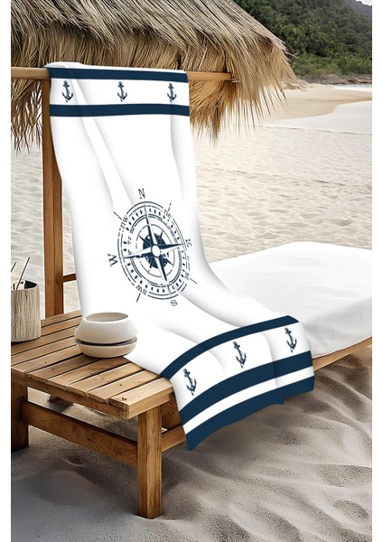 Dijital Baskı Plaj Deniz Havlusu Pusula Desenli Peştamal HVL0006 modelleri