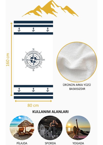 Dijital Baskı Plaj Deniz Havlusu Pusula Desenli Peştamal HVL0006 fırsatları