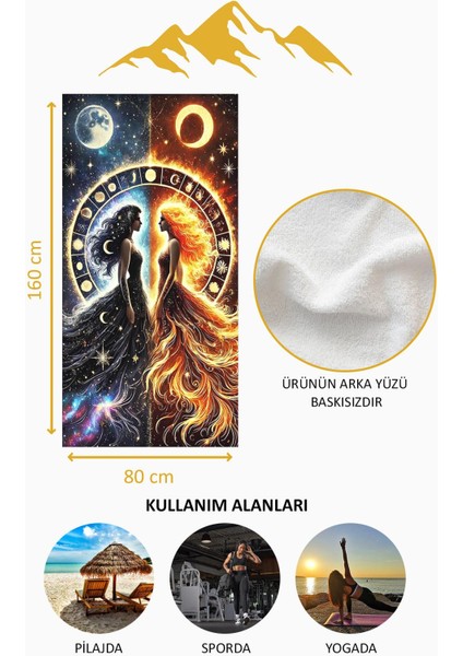 Dijital Baskı Plaj Deniz Havlusu Gece ve Gündüz Desenli Peştamal HVL0054 fırsatları