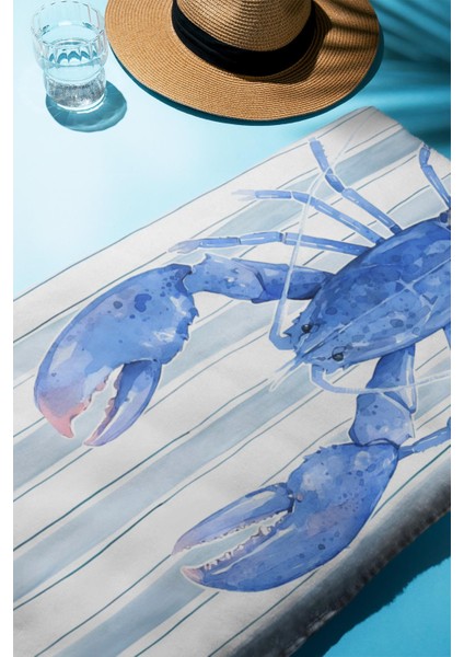 Dijital Baskı Plaj Deniz Havlusu Istakoz Desenli Peştamal HVL0123 fiyatları