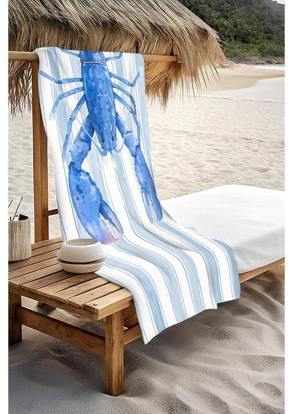 Dijital Baskı Plaj Deniz Havlusu Istakoz Desenli Peştamal HVL0123 modelleri