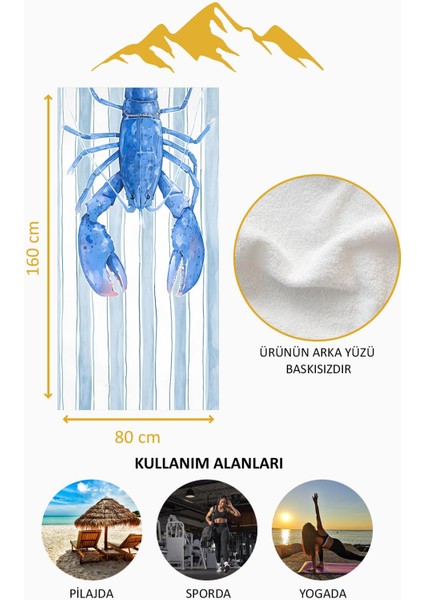 Dijital Baskı Plaj Deniz Havlusu Istakoz Desenli Peştamal HVL0123 fırsatları